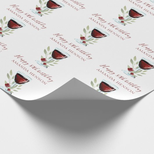 Rustieke 80e verjaardag rode wijn cadeaupapier (Hoek)