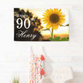 Rustieke 90e verjaardag zonnebloem spandoek (Insitu)