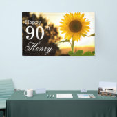 Rustieke 90e verjaardag zonnebloem spandoek (Beurs)