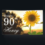 Rustieke 90e verjaardag zonnebloem spandoek<br><div class="desc">Voeg deze verjaardagsbanner toe aan uw decoraties en laat het feest beginnen!</div>