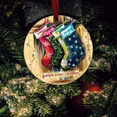 Rustieke aangepaste familienaam Twinkle Christmas Metalen Ornament