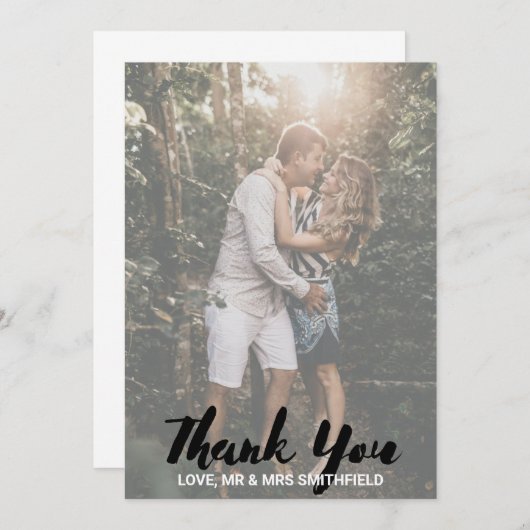 Rustieke aangepaste foto bruiloft dank u kaart (Voorkant / Achterkant)