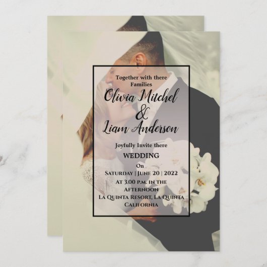 Rustieke Aangepaste Foto Huwelijksuitnodiging Kaart (Voorkant / Achterkant)