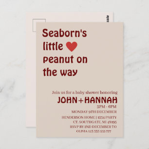 Rustieke aangepaste kleine pinda op de weg baby sh briefkaart