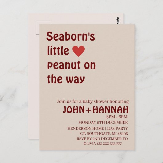 Rustieke aangepaste kleine pinda op de weg baby sh briefkaart (Voorkant / Achterkant)