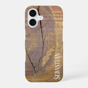 Rustieke aangepaste naam natuurlijke cederhouten k iPhone 16 hoesje