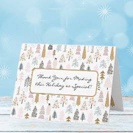 Rustieke aangepaste winterbomen vakantie dank u ka bedankkaart