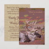 Rustieke aanpasbare kariboe huwelijksuitnodigingen kaart (Voorkant / Achterkant)