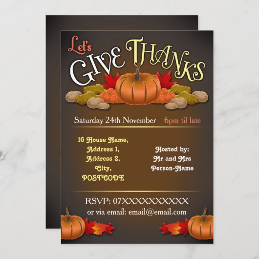 Rustieke Aanpasbare Thanksgiving Uitnodiging (Voorkant / Achterkant)