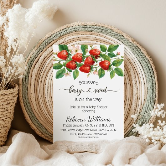 Rustieke Aardbei Rood Bes Zoete Baby Shower Kaart