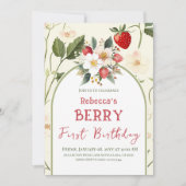 Rustieke Aardbei Theme Berry eerste verjaardag Kaart (Voorkant)