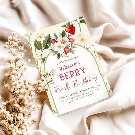 Rustieke Aardbei Theme Berry eerste verjaardag Kaart