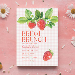 Rustieke aardbeien bruiloft brunch kaart