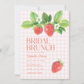 Rustieke aardbeien bruiloft brunch kaart (Voorkant)
