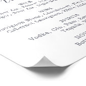 Rustieke Aardbloemen Bruiloft Drinken Menu Teken Poster (Hoek)