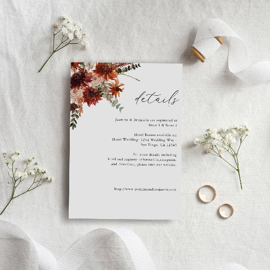 Rustieke Aarde & Champagne Bloemen Details 2 Informatiekaartje