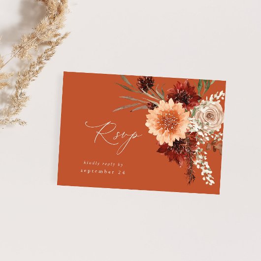 Rustieke Aarde & Champagne Bloemen Een Maaltijd RS RSVP Kaartje