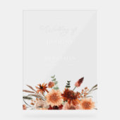 Rustieke Aarde & Champagne Bloemen Huwelijk Welkom Acryl Bord (Voorkant)