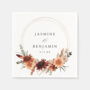 Rustieke Aarde & Champagne Bloemen Naam Servet