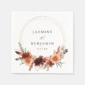 Rustieke Aarde & Champagne Bloemen Naam Servet (Voorkant)