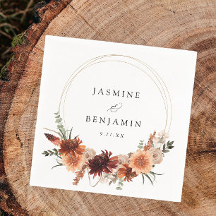 Rustieke Aarde & Champagne Bloemen Naam Servet