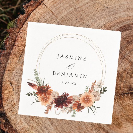 Rustieke Aarde & Champagne Bloemen Naam Servet