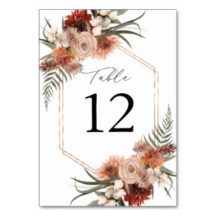 Rustieke Aarde & Champagne Bloemen Tafel nummer 2 Kaart