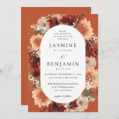 Rustieke Aarde & Champagne Bloemen Trouwdoos Kaart (Voorkant / Achterkant)