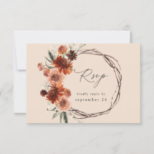 Rustieke Aarde & Champagne Bloemen w Maaltijd -BEI RSVP Kaartje