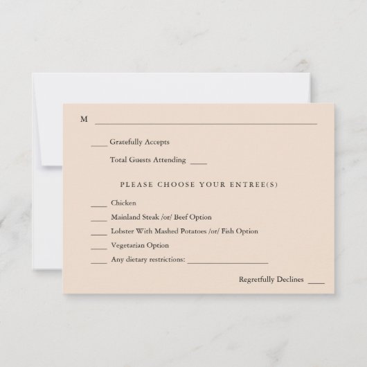 Rustieke Aarde & Champagne Bloemen w Maaltijd -TC2 RSVP Kaartje (Achterkant)