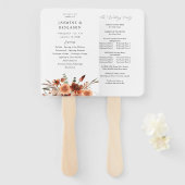 Rustieke Aarde & Champagne Florals Trouwprogramma Handwaaier (Voorkant en achterkant)