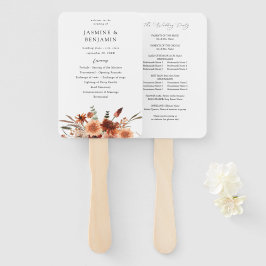 Rustieke Aarde & Champagne Florals Trouwprogramma Handwaaier