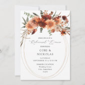 Rustieke aarde en champagne bloemen repetitie dine kaart (Voorkant)