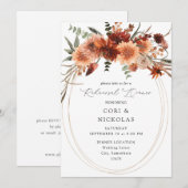 Rustieke aarde en champagne bloemen repetitie dine kaart (Voorkant / Achterkant)