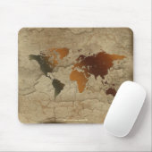 Rustieke Aarde Kaart van de Wereld Arty Mousepad Muismat (Met muis)