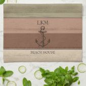 Rustieke aardetinten hout maritiem - Monogram Theedoek (Gevouwen)