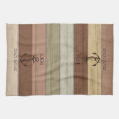 Rustieke aardetinten hout maritiem - Monogram Theedoek (Horizontaal)