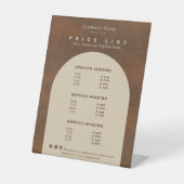 Rustieke  Aardetinten Prijslijst Reclamebord Met Voetstuk (Voorkant)