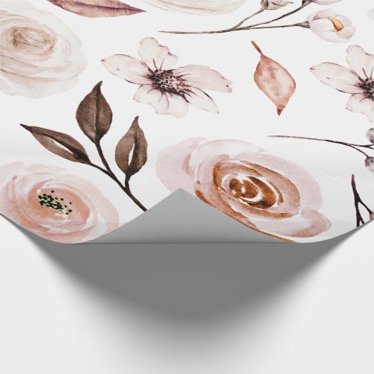 Rustieke aardetone Boho bloemen cadeaupapier (Hoek)