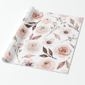 Rustieke aardetone Boho bloemen cadeaupapier (Uitgerold)