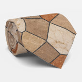 Rustieke Aardetone Sandsteen Geometrische Mozaïek Stropdas (Opgerold)