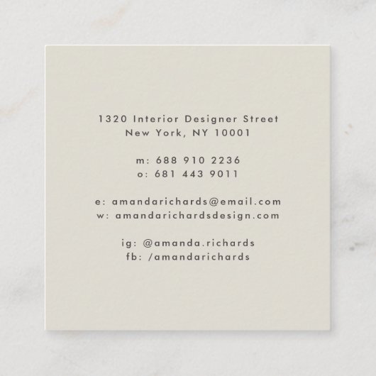 Rustieke aardewerk decor planten boho beige interi vierkante visitekaartje (Achterkant)