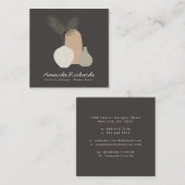 Rustieke aardewerk decor planten boho bruin interi vierkante visitekaartje (Voorkant / Achterkant)