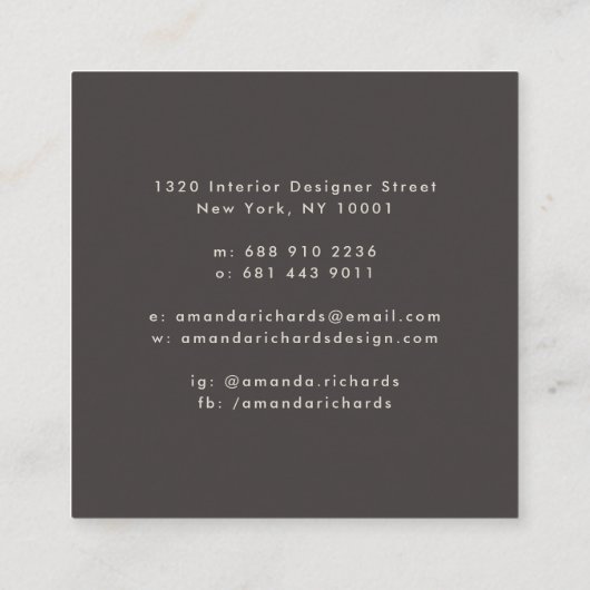 Rustieke aardewerk decor planten boho bruin interi vierkante visitekaartje (Achterkant)