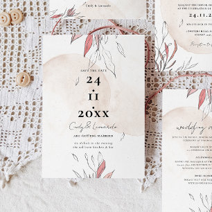 Rustieke Aardse Aquarel Bloem Bruiloft Save The Date