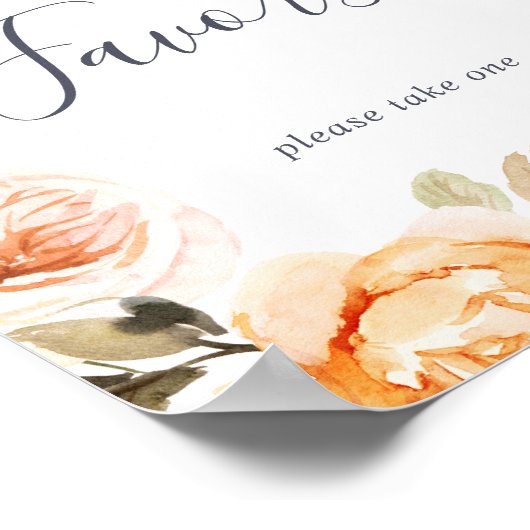 Rustieke Aardse Bloemen Bruiloft Favorieten Bord Poster (Hoek)