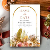 Rustieke Aardse Bloemenboog Goud Boho Huwelijk Save The Date