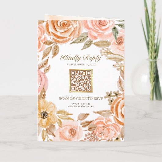 Rustieke Aardse Bloemige Herfst Bruiloft QR Code (Achterkant)