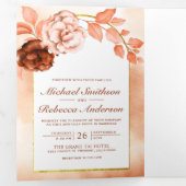 Rustieke aardse Boho bloemboog Alles in één bruilo Drieluik Uitnodiging (Binnenzijde eerst)