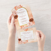 Rustieke Aardse Boho Bloemstuk Terracotta Bruiloft All In One Uitnodiging (Afscheurbaar)